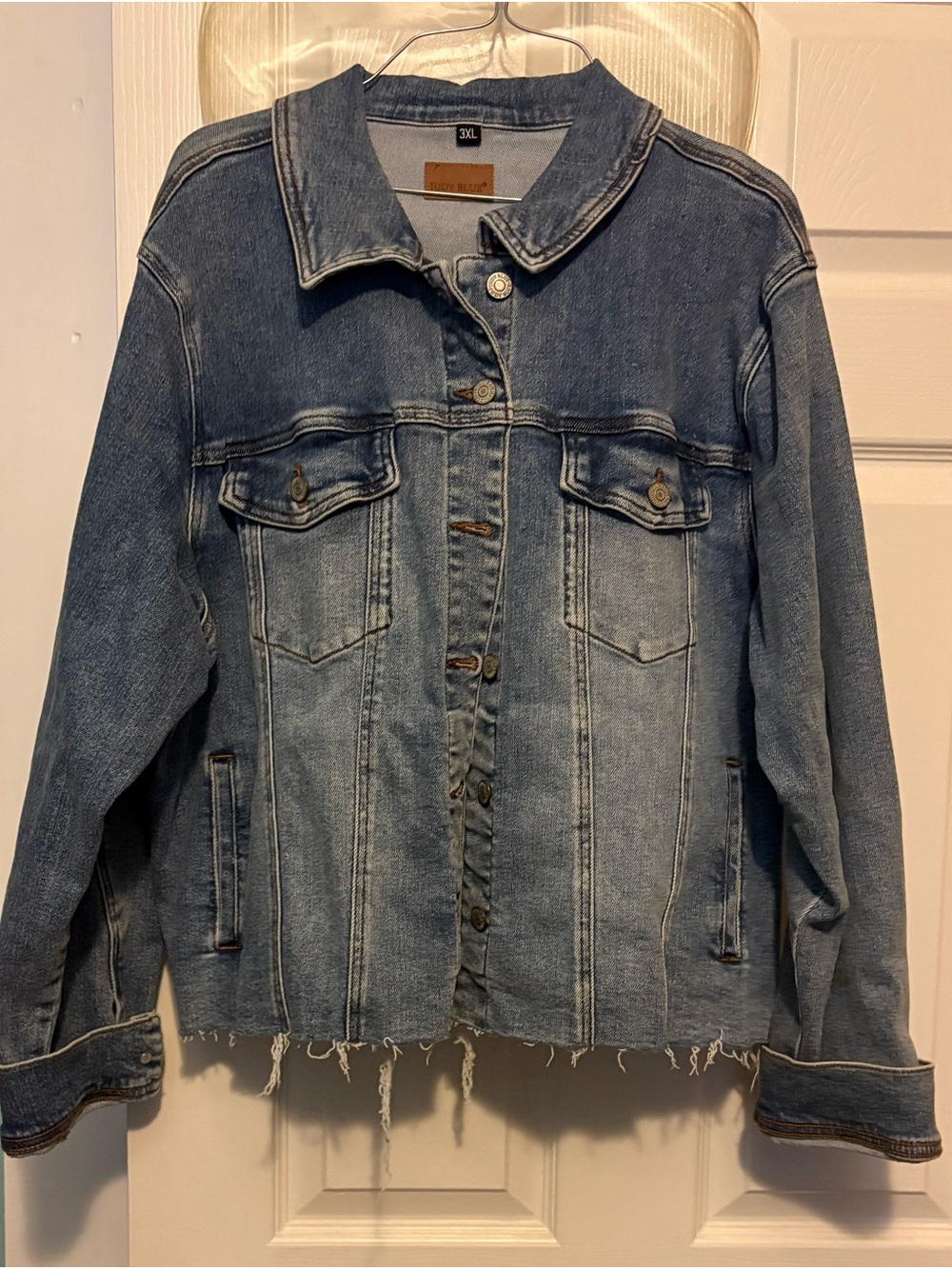 Judy Blue Light Wash Jean Jacket with Raw Hem